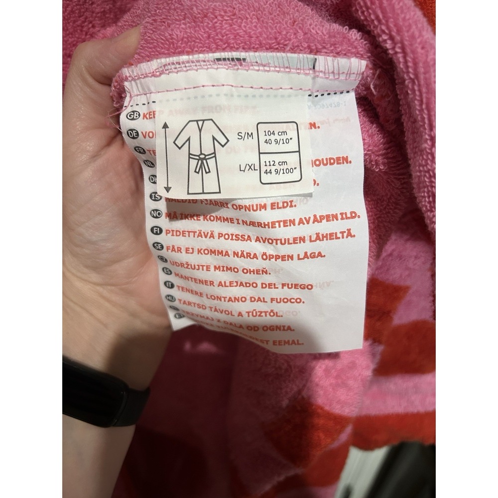 IKEA Pink and Red Striped Women's Robe with Blue Belt - Picture 4 of 6